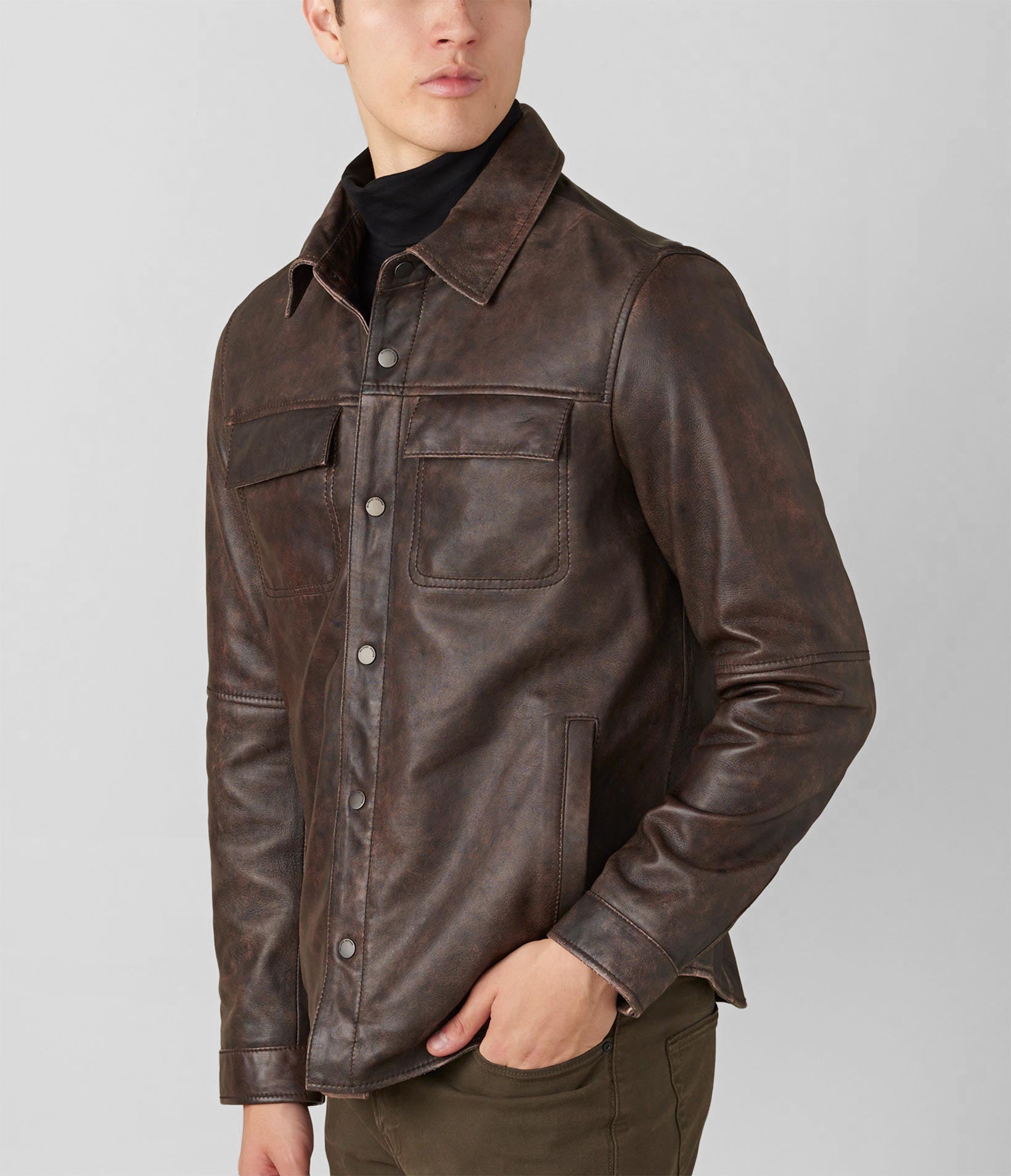 Nathan Genuine Leather Shirt Jacket