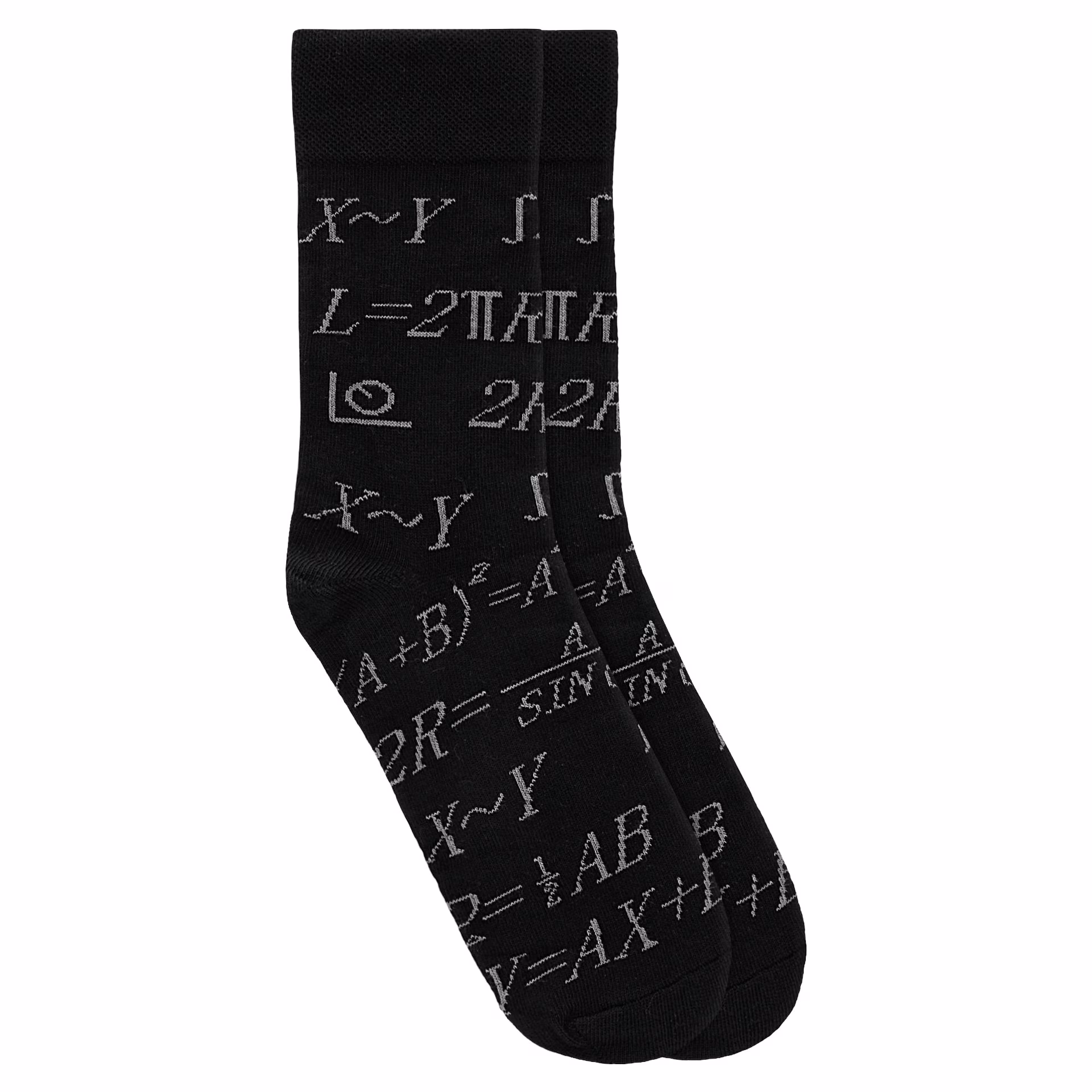 Czarne wysokie skarpety w matematyczne wzory