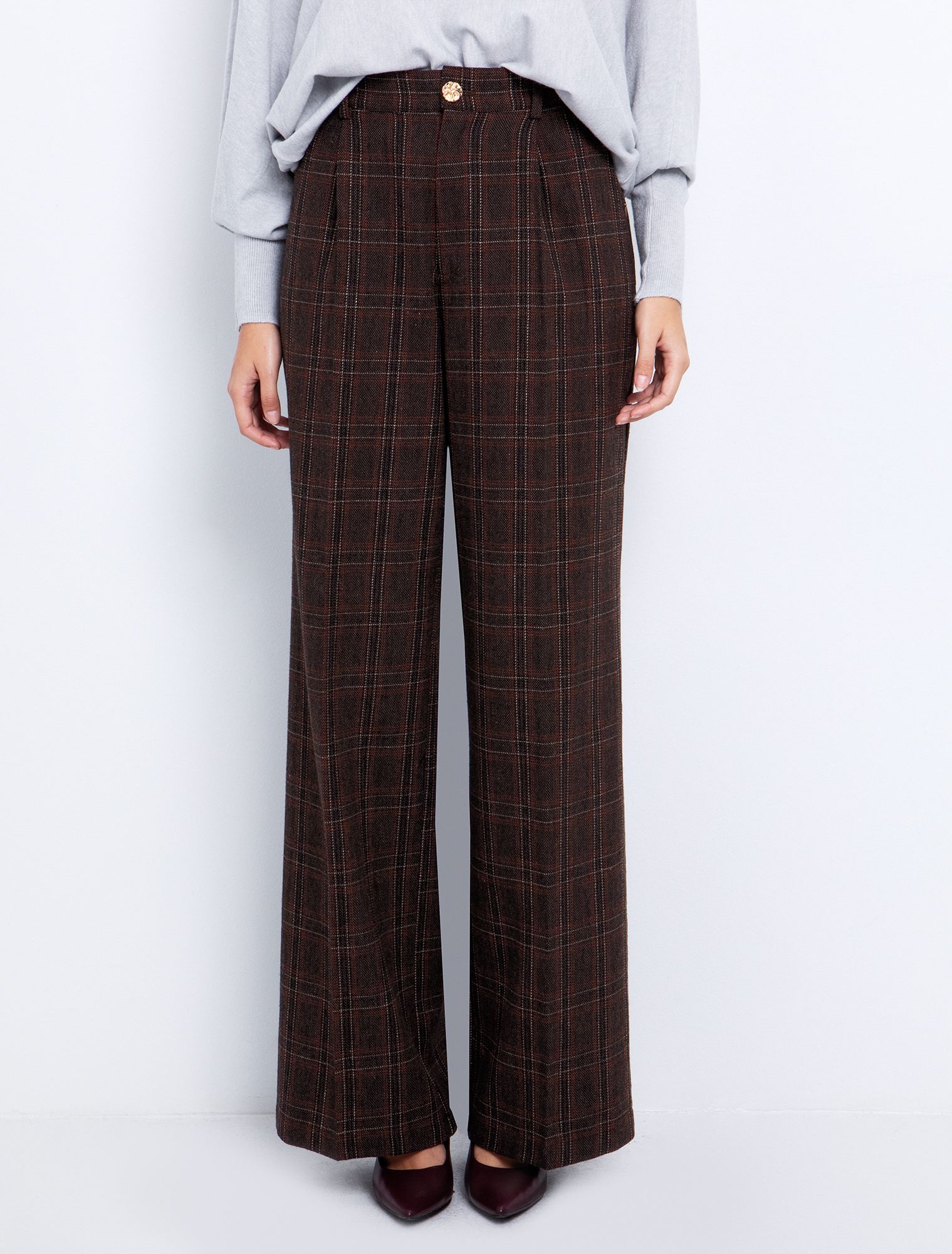 Καρό παντελόνι με μείγμα από μαλλί