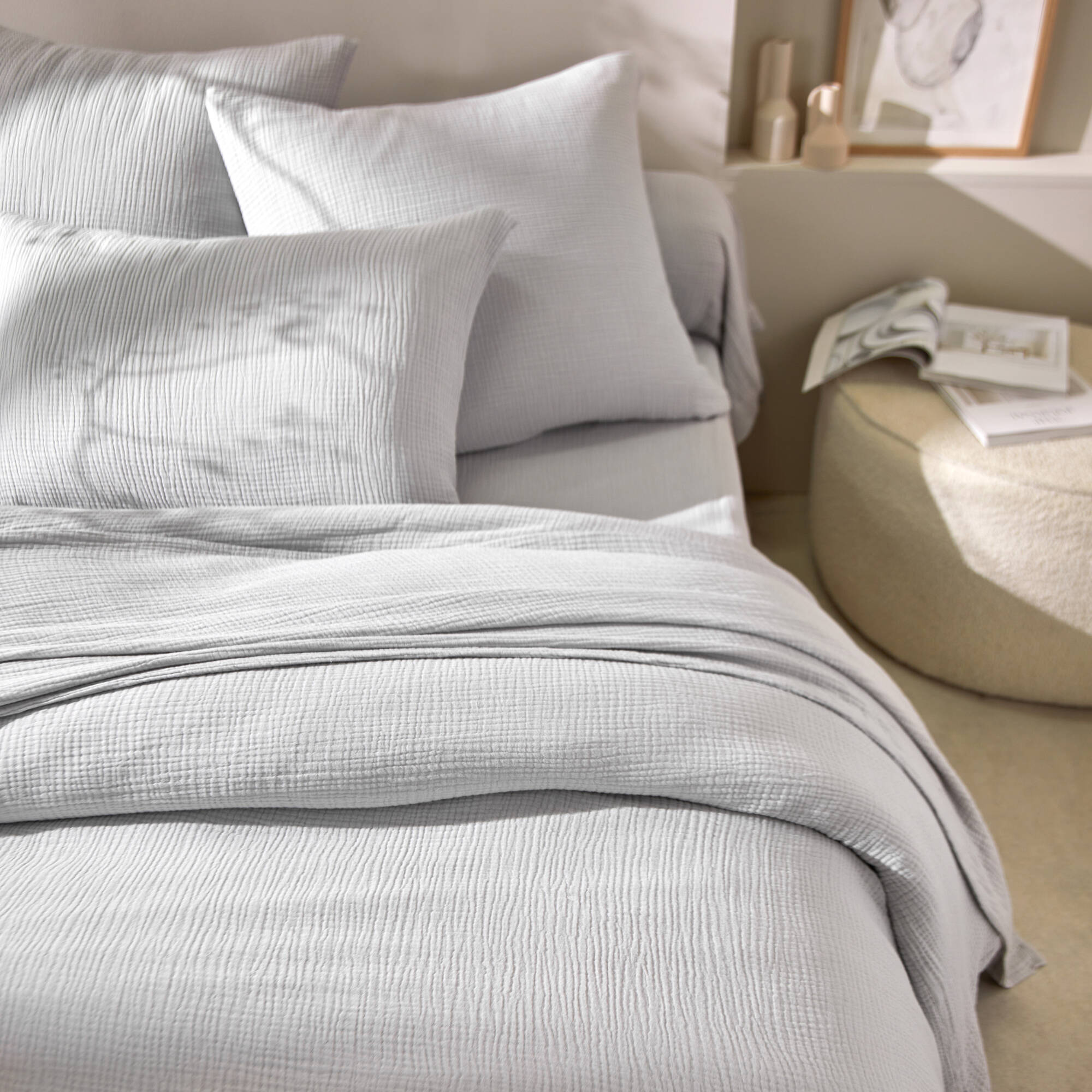 Linge de lit uni en triple gaze de coton