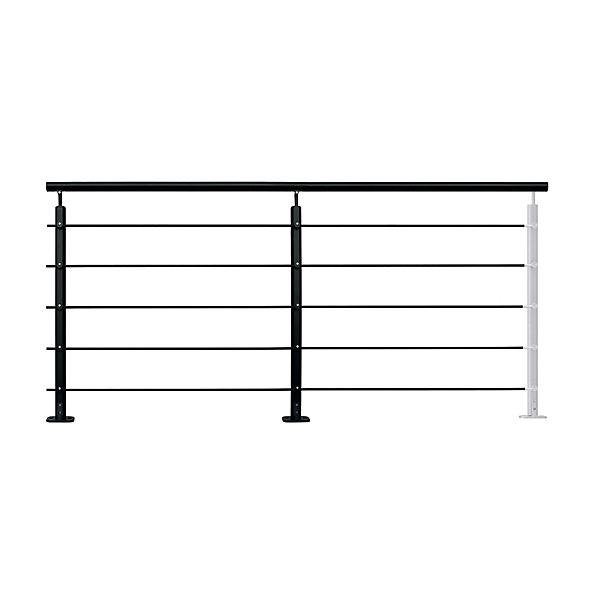Pack balustrade Barranco FORTIA horizontale à plat aluminium noir
