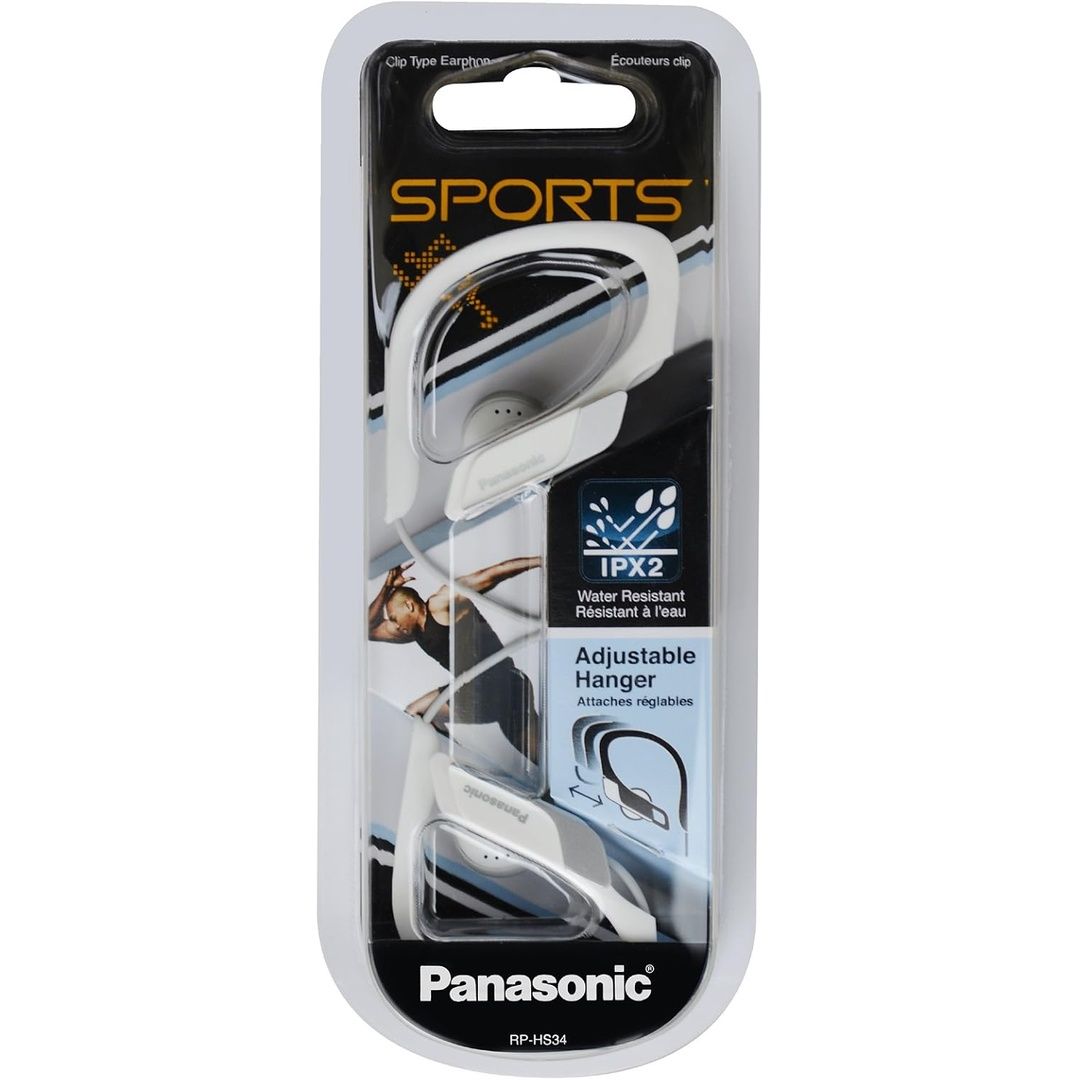 Panasonic RP-HS34E Water/Sweat Resistant Adjustable In-Ear Sports Headphones