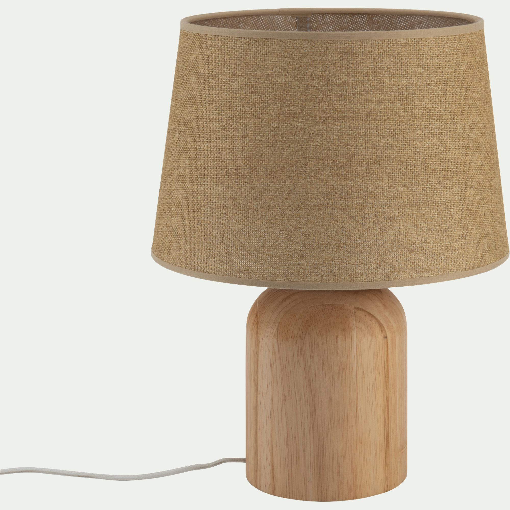 VATHIA - Pied de lampe électrifiée en bois d'hévéa D14cm - naturel