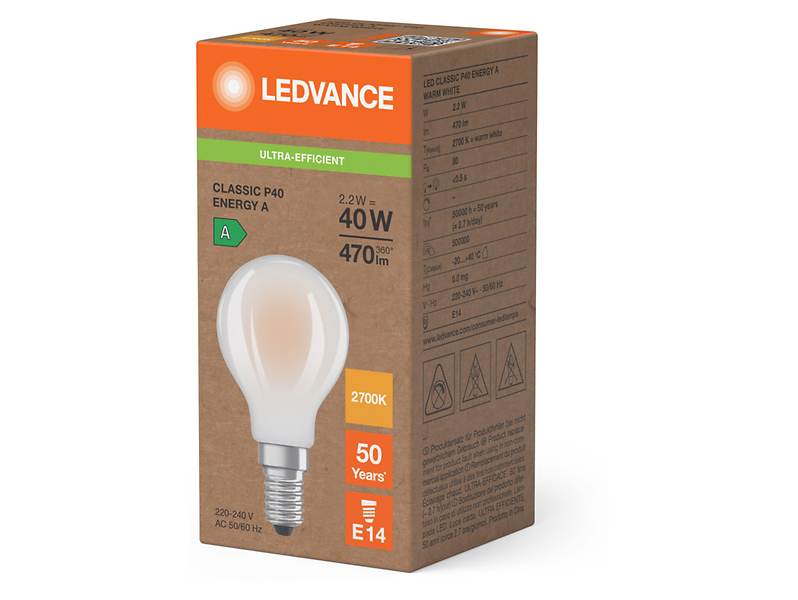 Żarowka LED Kulka E14 2,2W z ciepłą barwą światła