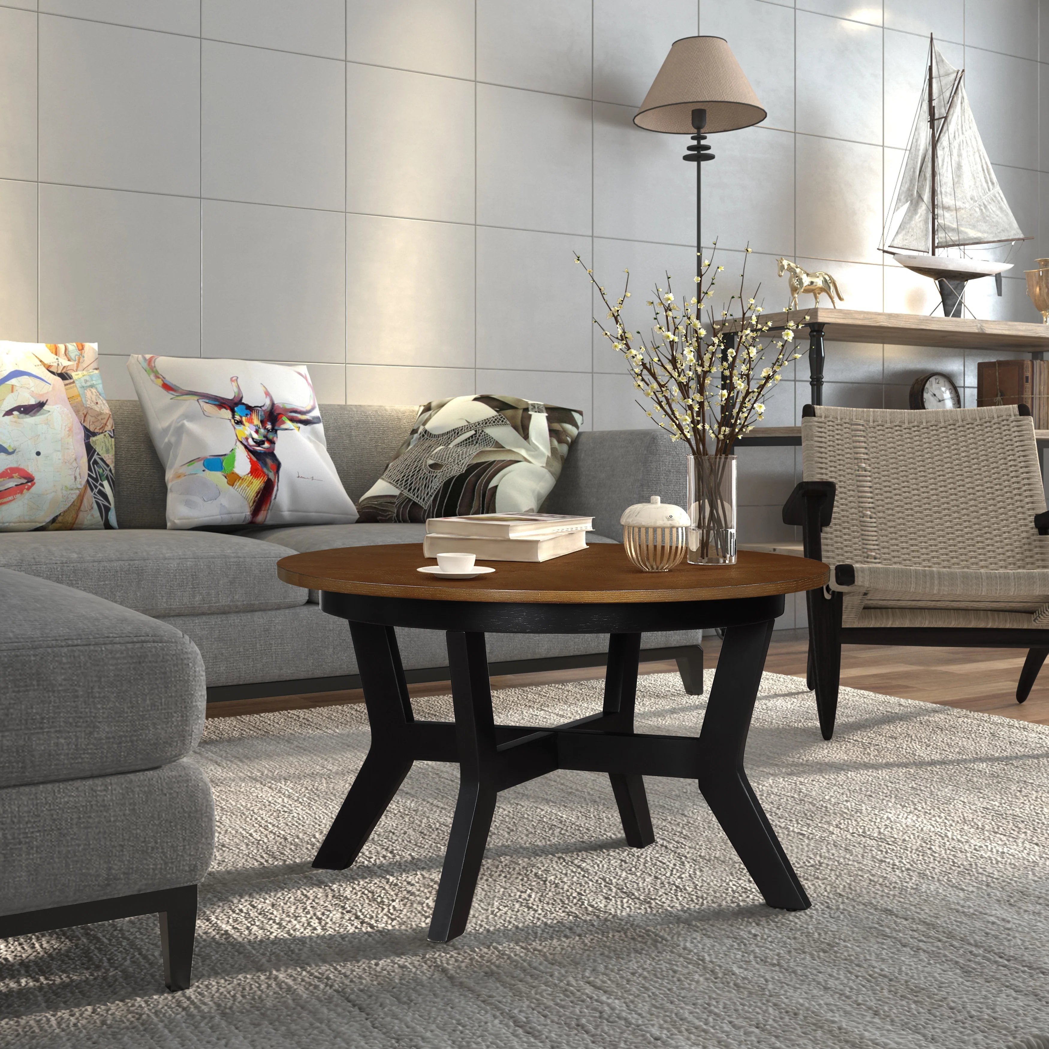 32inch Wood Round Coffee Table