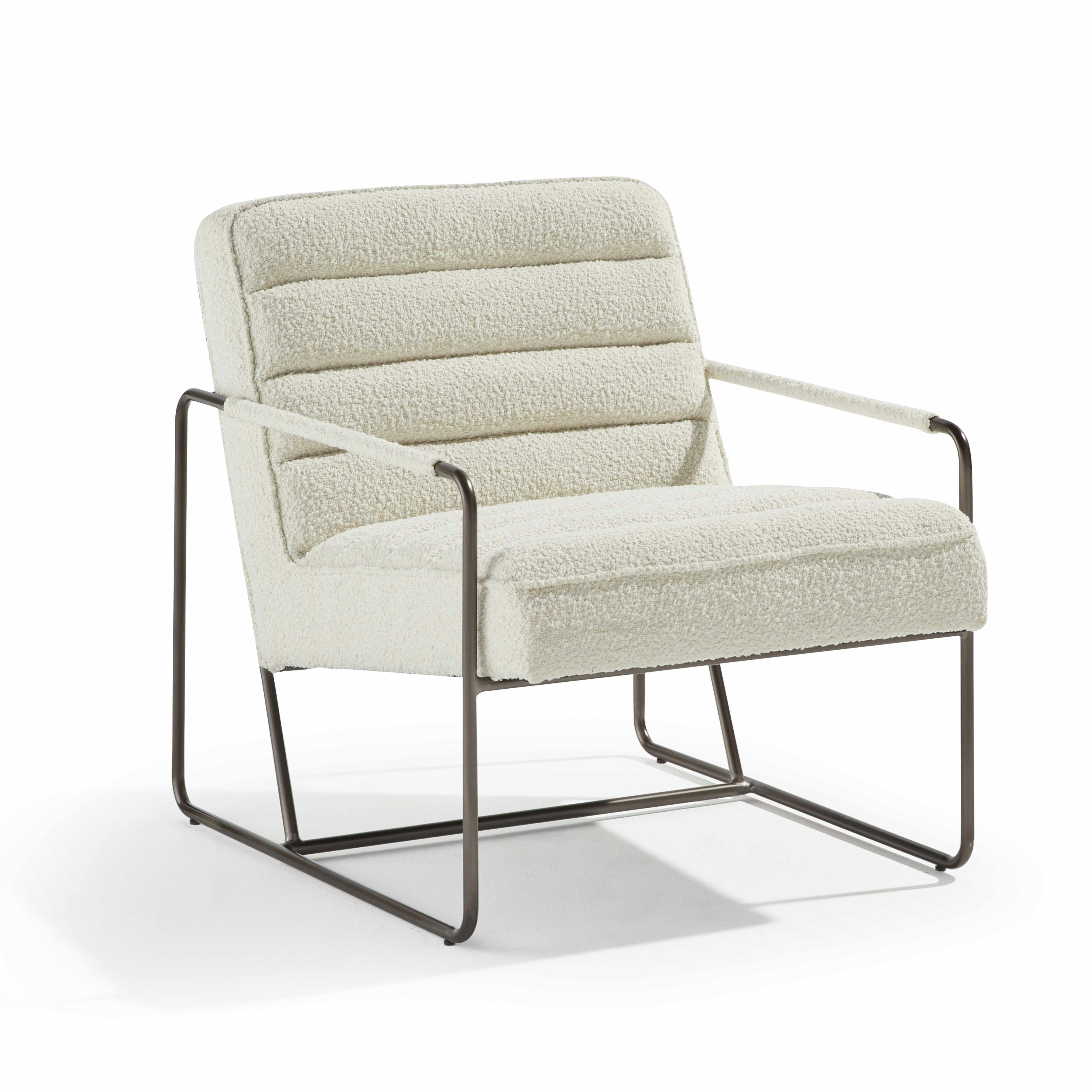 HARTCHY - Fauteuil en tissu bouclette ivoire
