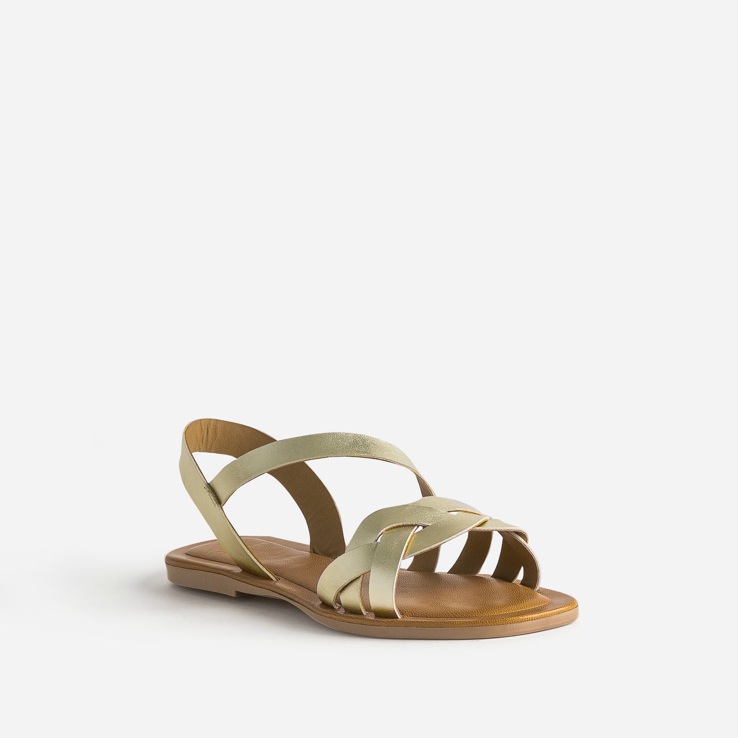 Sandale dorée en cuir