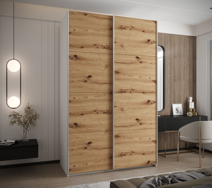 Szafa przesuwna 64 wysoka Lux 1 160 biały artisan srebrny