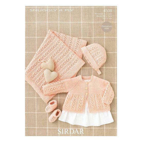 Sirdar Snuggly 4 Ply Coat Bonnet Blanket and Bootees Digital Pattern 4508