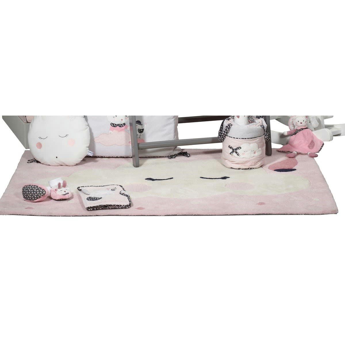 MISS FLEUR DE LUNE - Tapis de chambre Nuage  taille 130x90cm en acrylique Rose