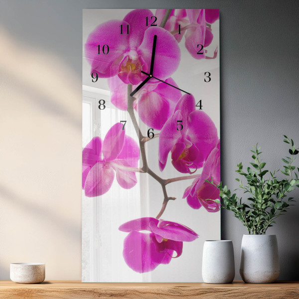 Zegar ostry 30x60 Orchidee ozdobny ścienny