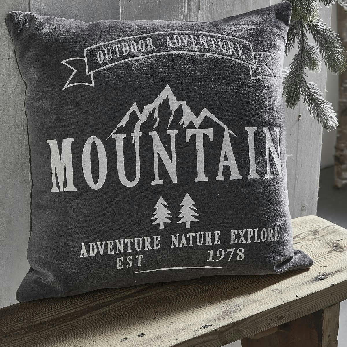 MOUNTAIN - Coussin en coton anthracite 40x40