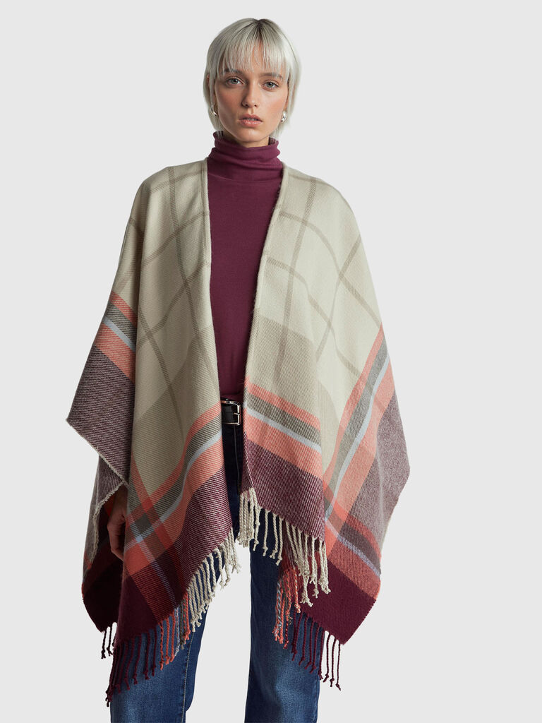Check jacquard cloak