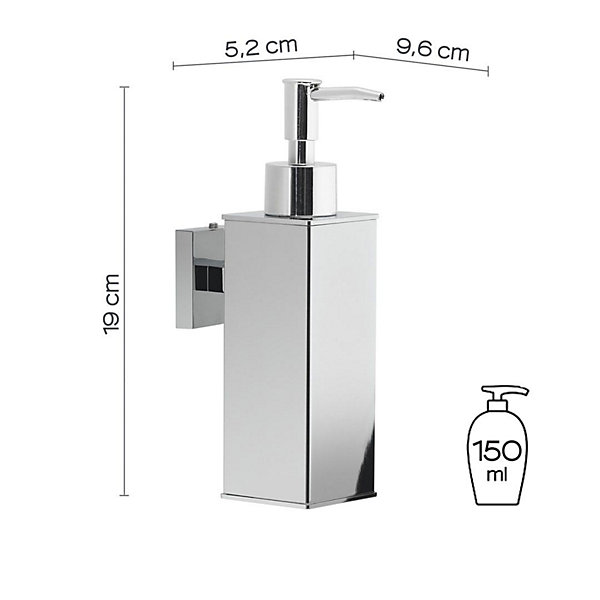 Distributeur De Savon Carré En Acier Chromé 150Ml Seal