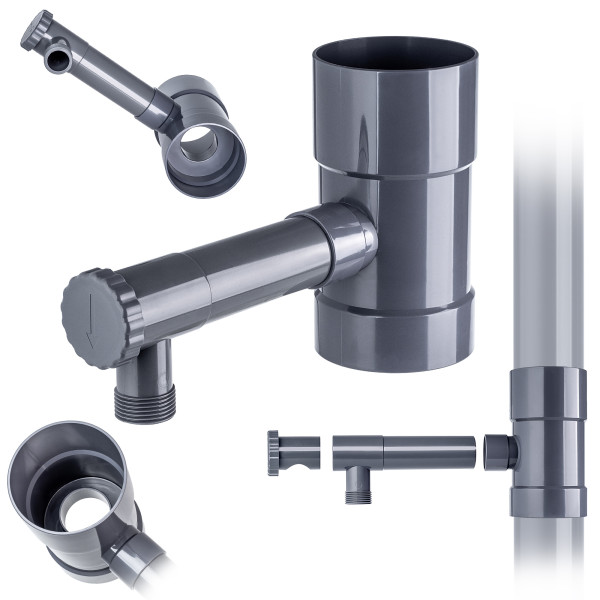 KADAX Zbieracz Do Wody Deszczowej Z Zaworem 90mm Szary