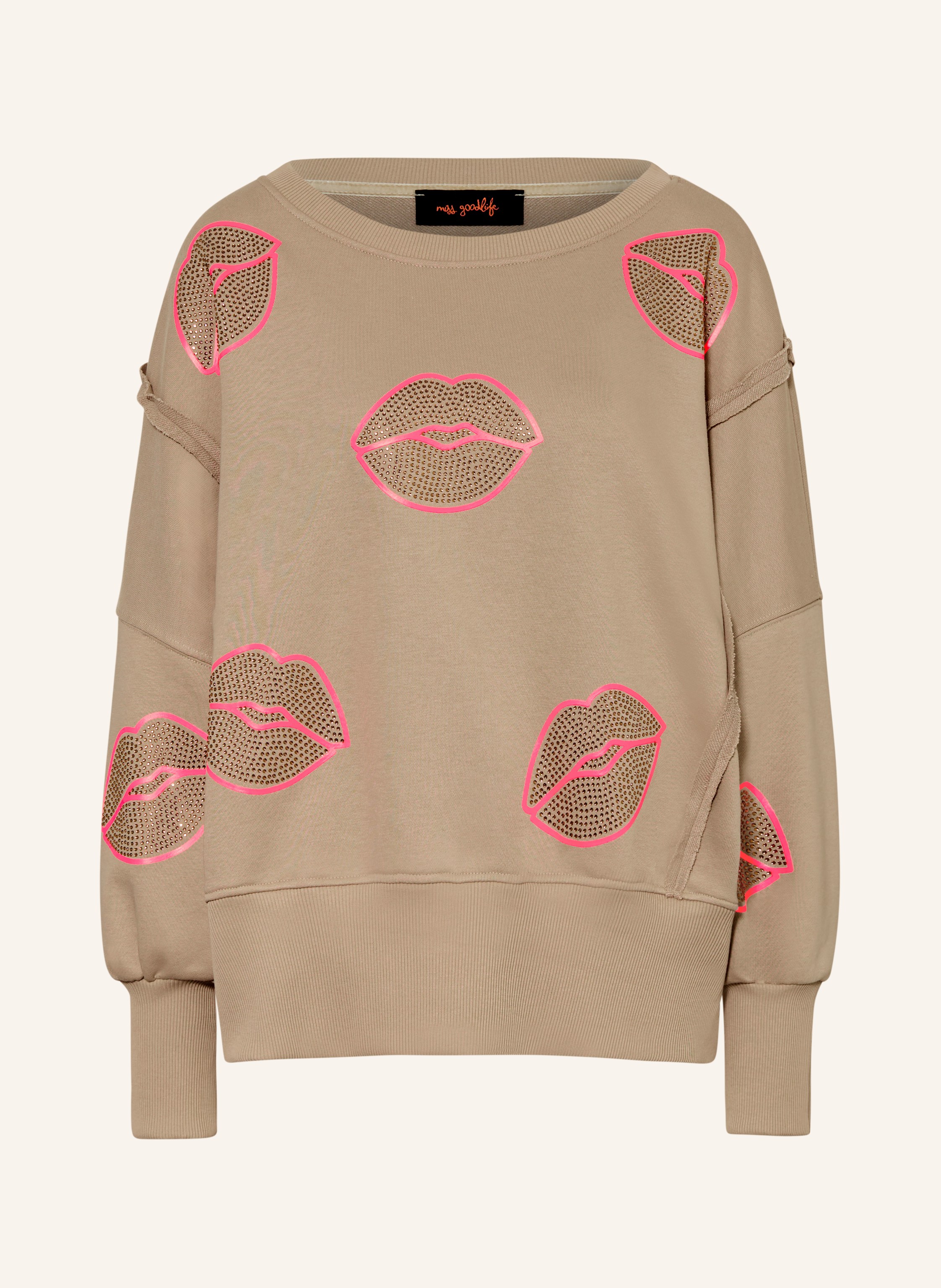 miss goodlife Oversized-Sweatshirt mit Schmucksteinen