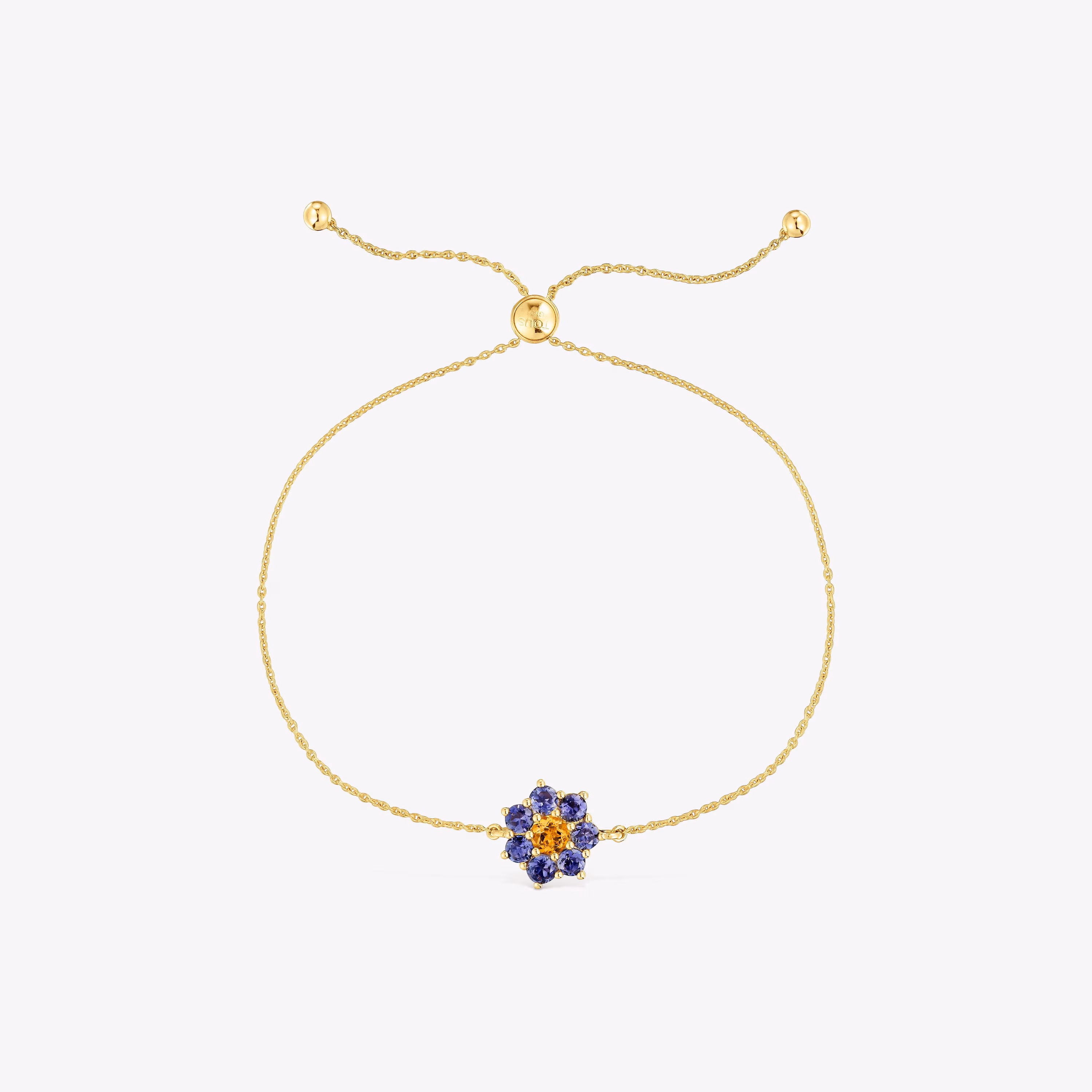 Pulsera cadena de oro y gemas Daisy