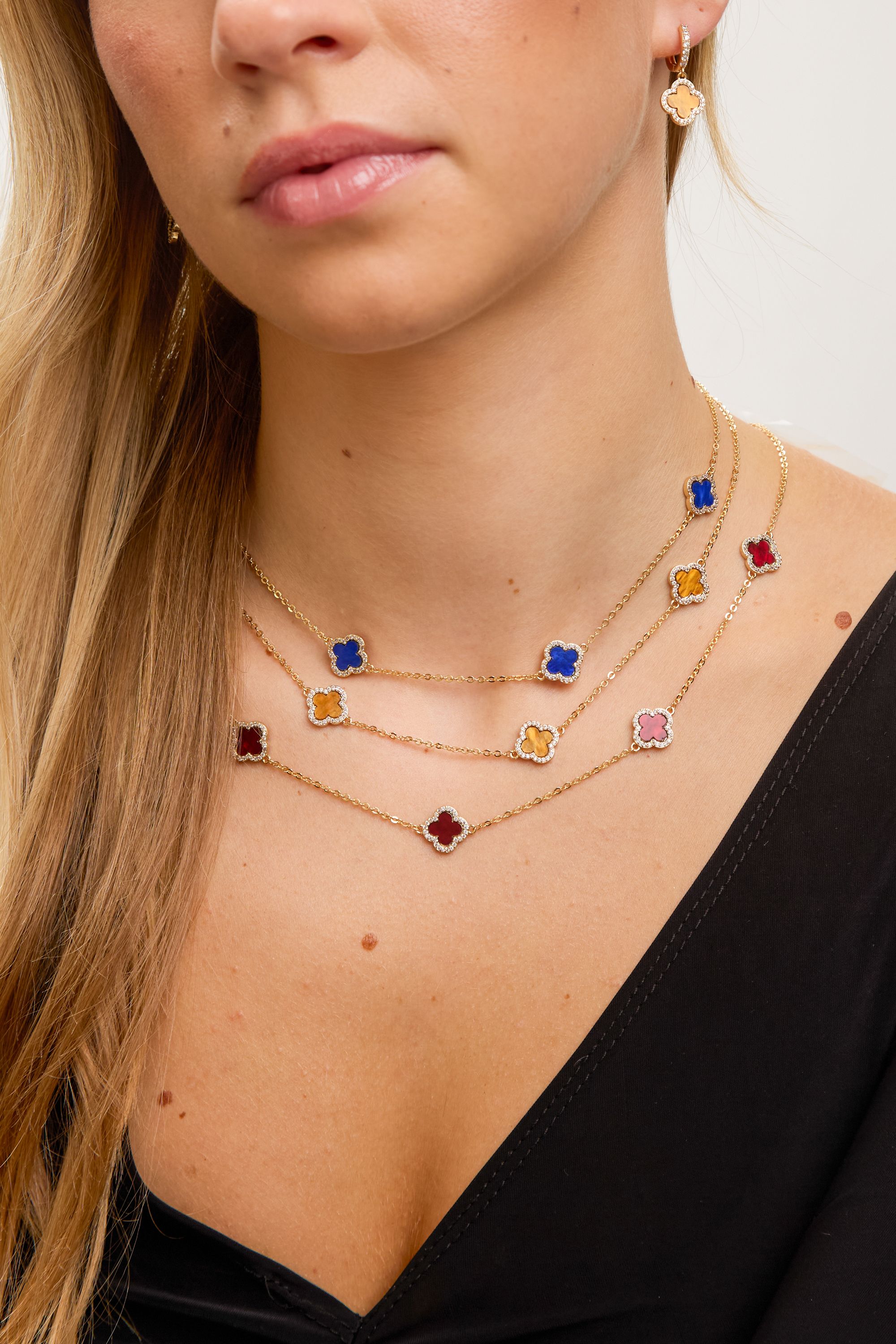 Jon Richard Gold Plated Lapis Station Clover Necklace