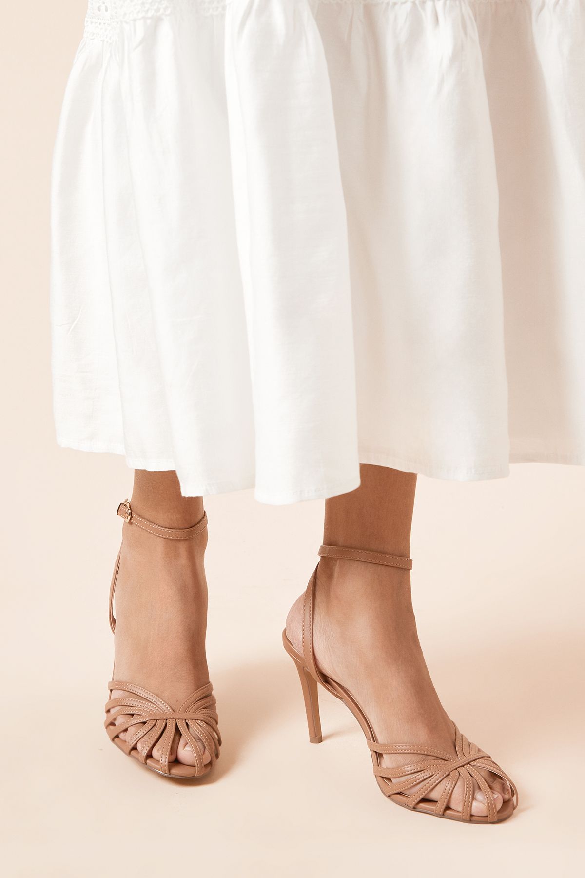 Dorothy Perkins Davey Faux Leather Caged Front High Heel Stiletto Court Shoes