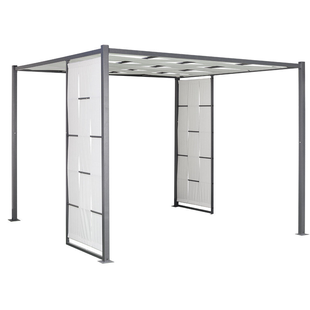 Tonnelle Osaka acier et polyester gris UPF50  300x300xH225cm 9m&sup2;