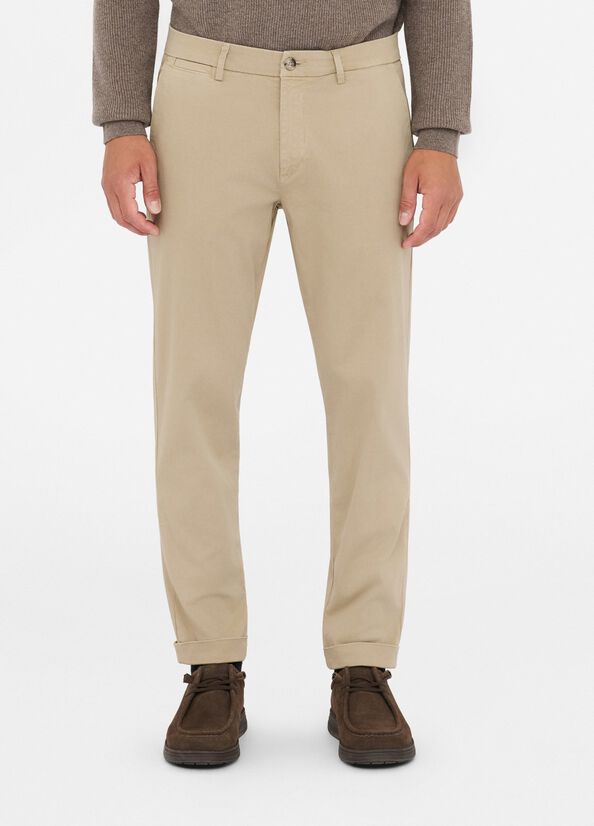 Pantaloni chino in cotone con risvolto