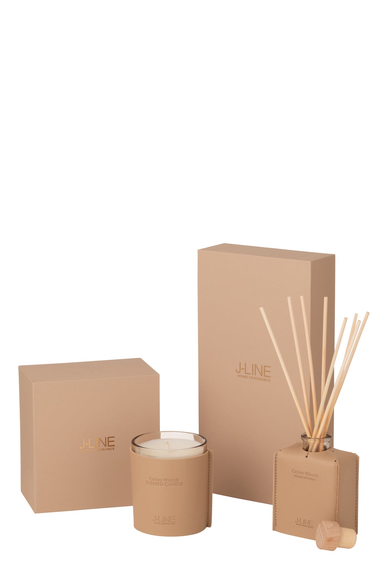 J-Line geurstokjes - Ochre Woods - leder - bruin - 100ml