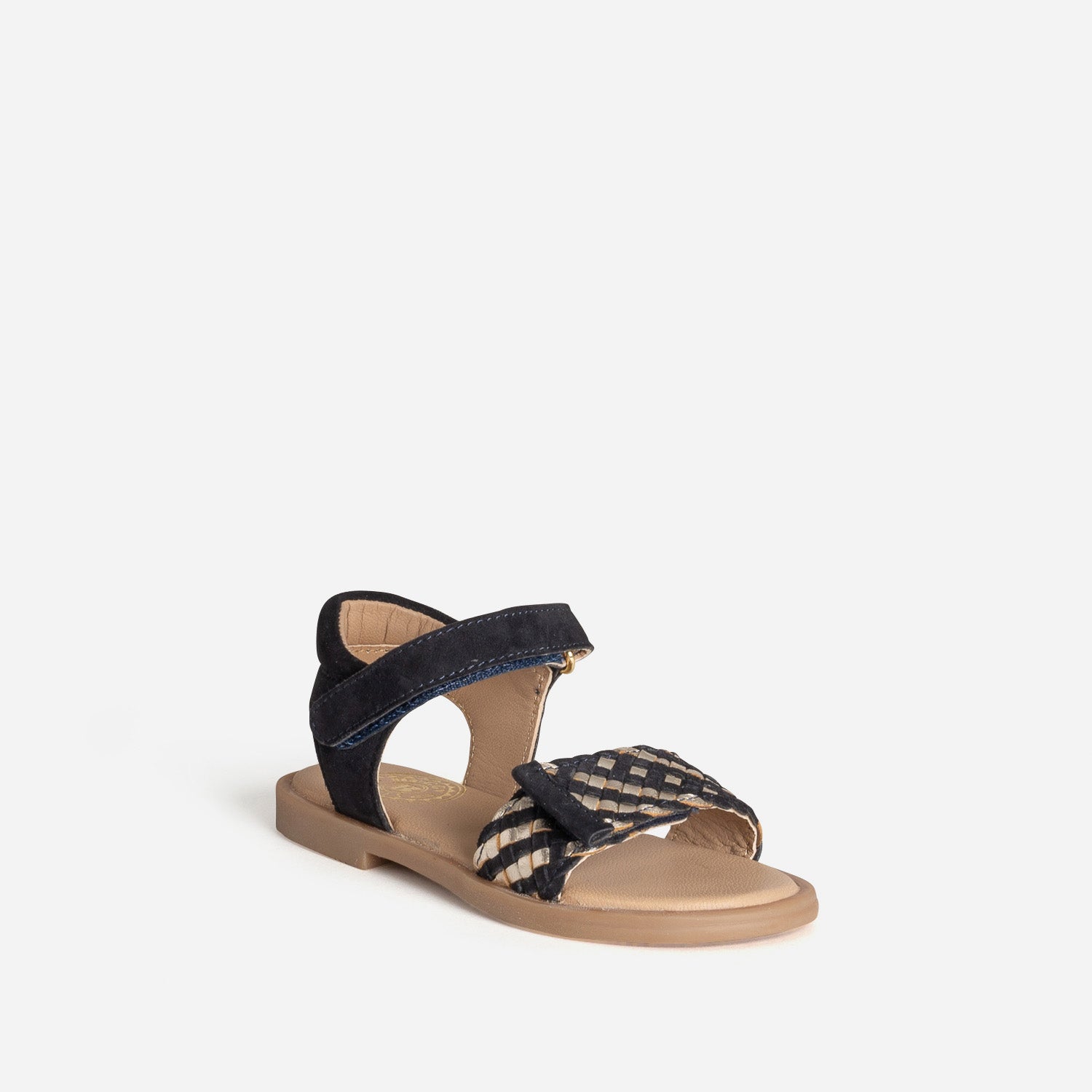 Sandale BUGGY marine cuir tressé