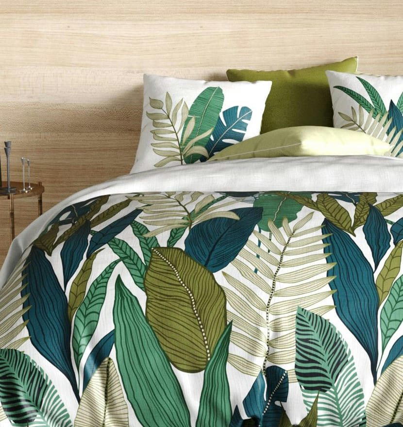BELEM - Parure housse de couette coton vert 220x240 cm