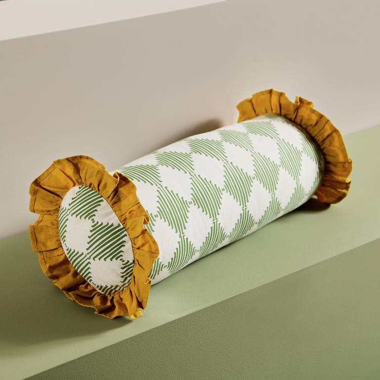 Habitat Harlequin Printed Bolster Cushion Green - 50x20cm