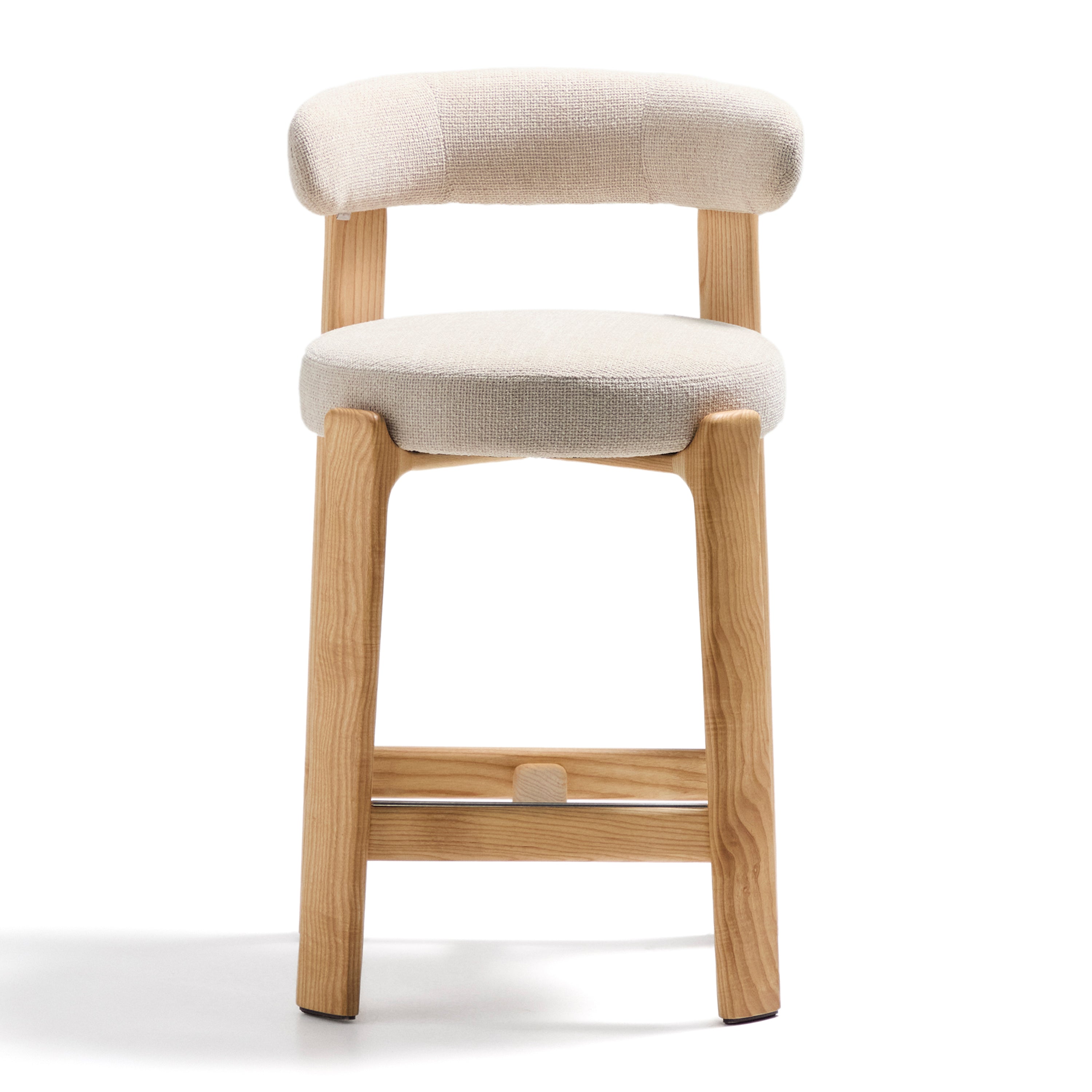 Kave Home Granite Barkruk H 65 cm - Beige / Essenhout