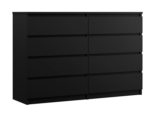 Commode 8 Tiroirs, Noir Mat, 140 X 101 X 39 Cm