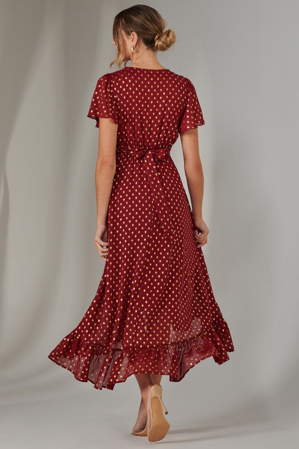 Jolie Moi Chiffon Short Sleeve Midaxi Dress