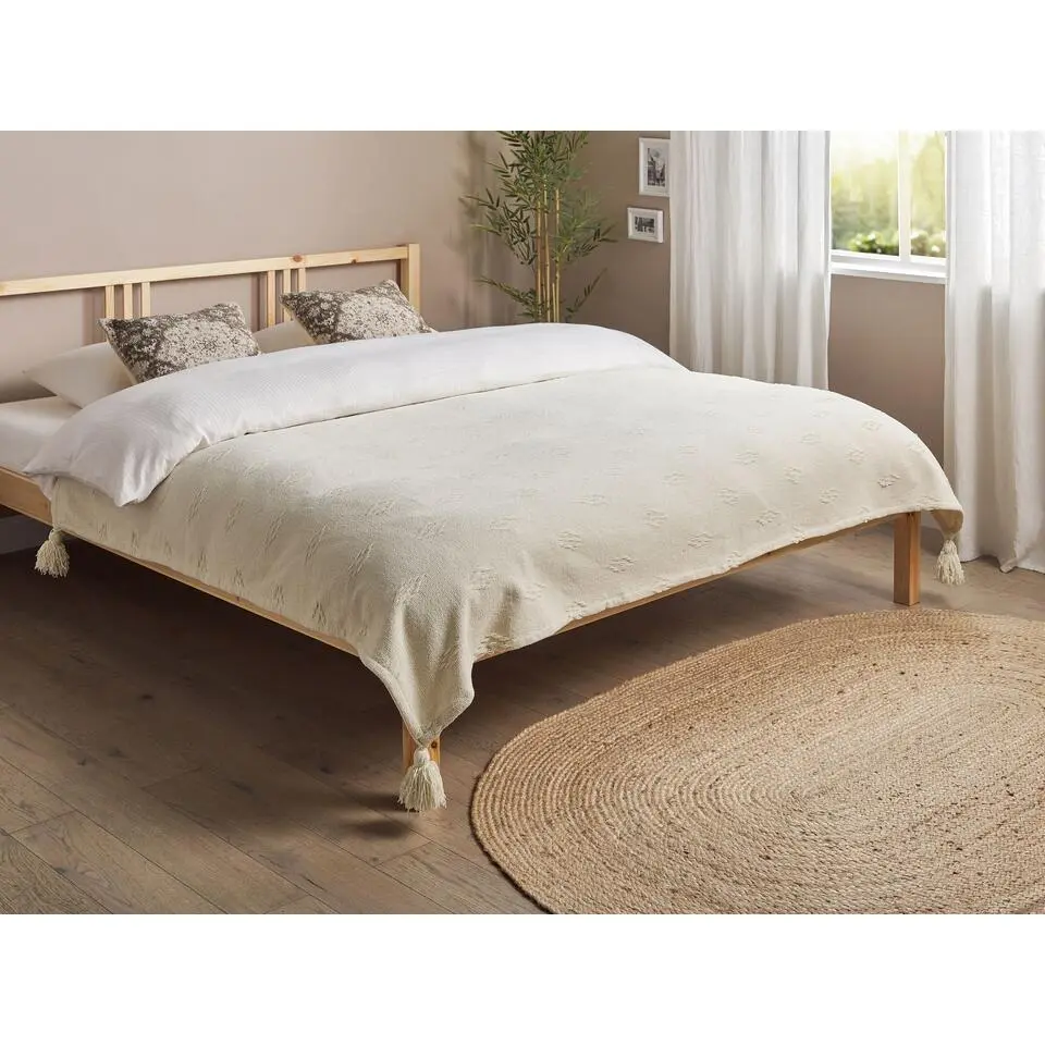 KAZY - Bedsprei - Beige - 150 x 200 cm - Chenille