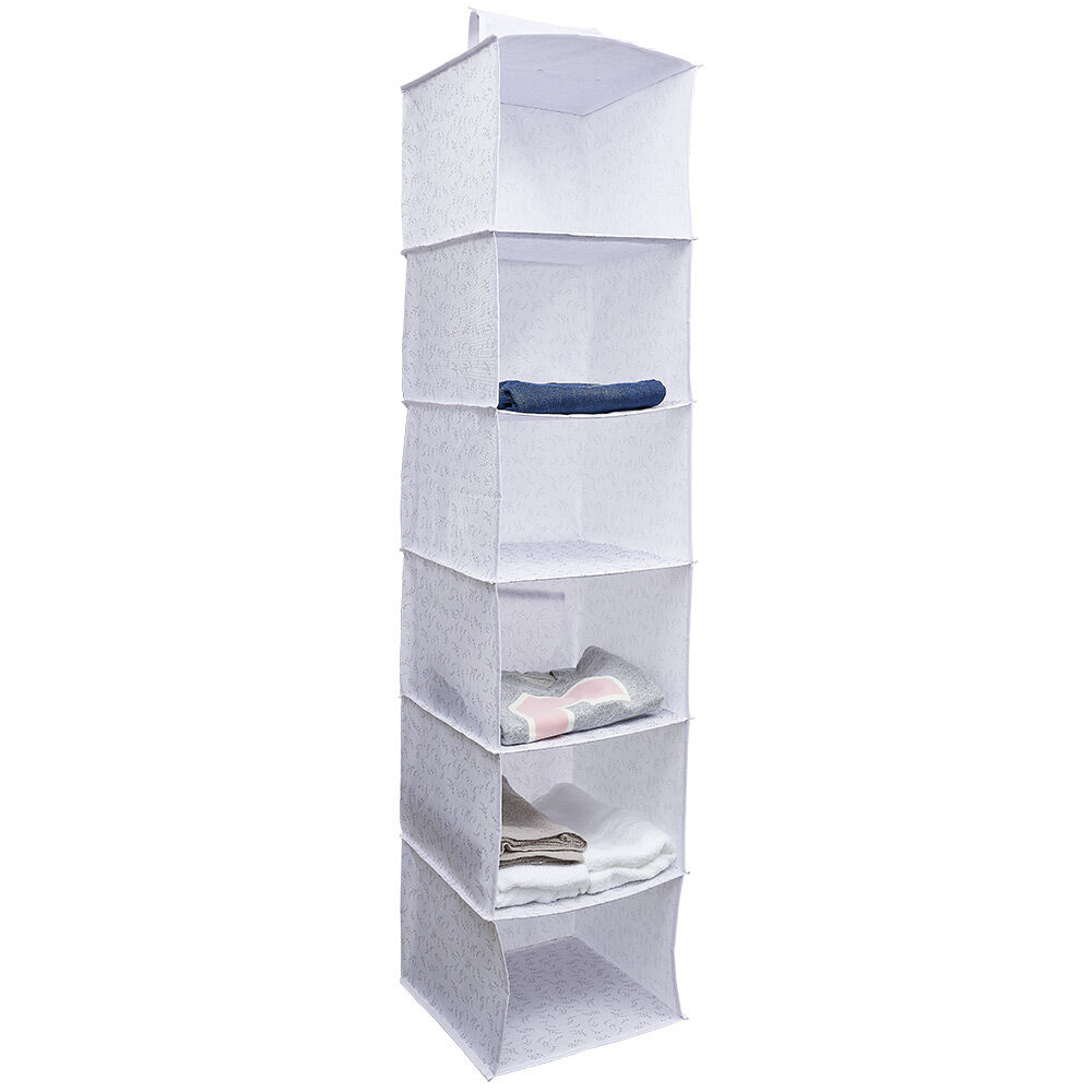 Organisateur de vêtements Blanc - 6 niveaux - 30x30xH128 cm
