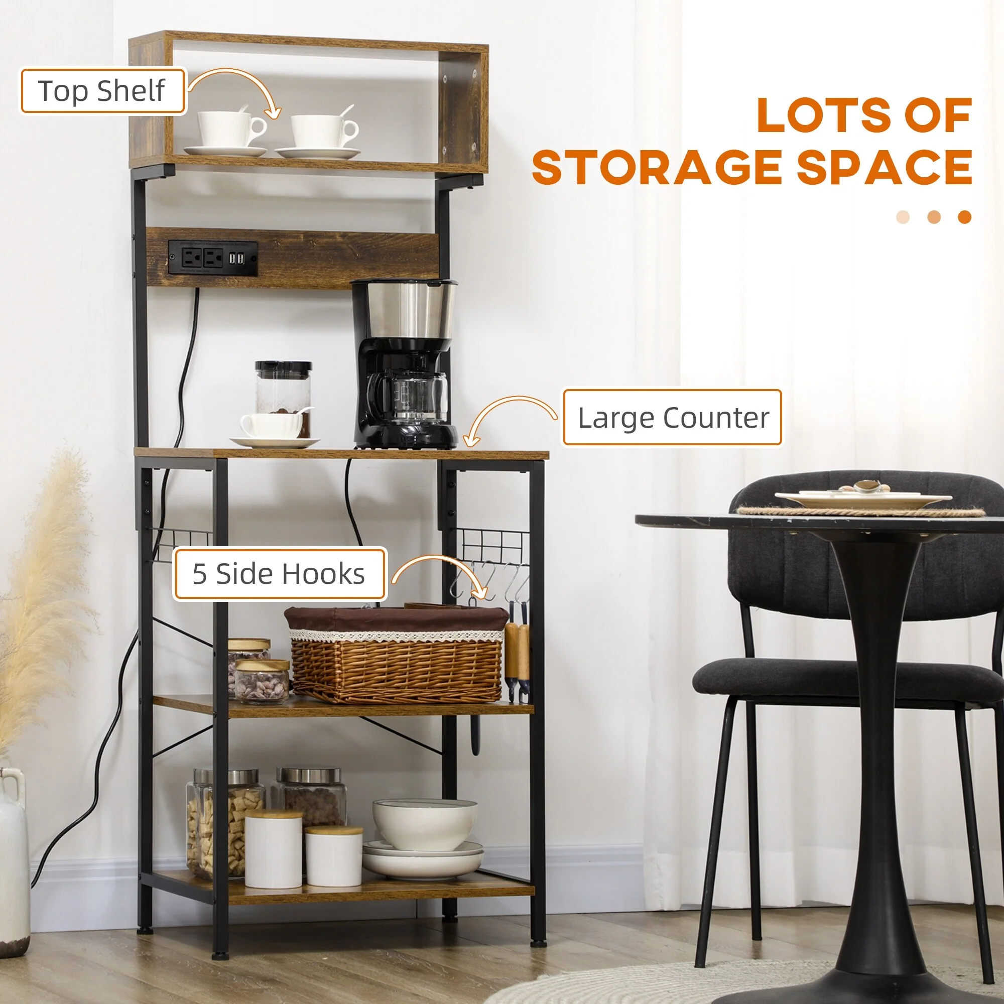 Kitchen Bakers Rack with Power Outlet