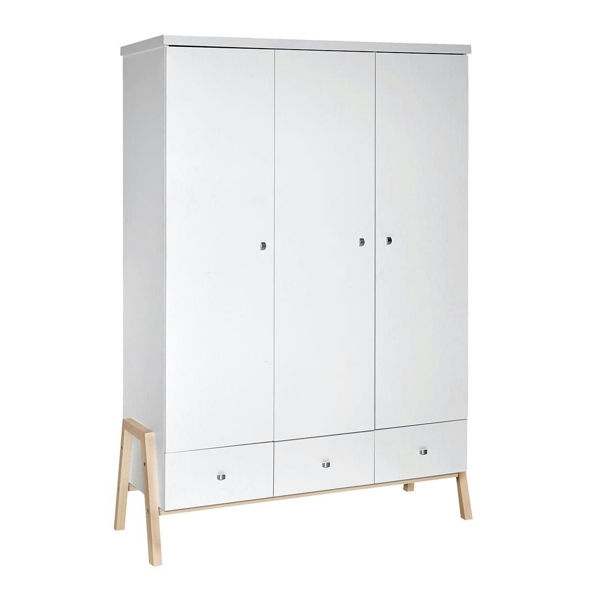 CHARLY - Armoire 3 portes 3 tiroirs blanc naturel