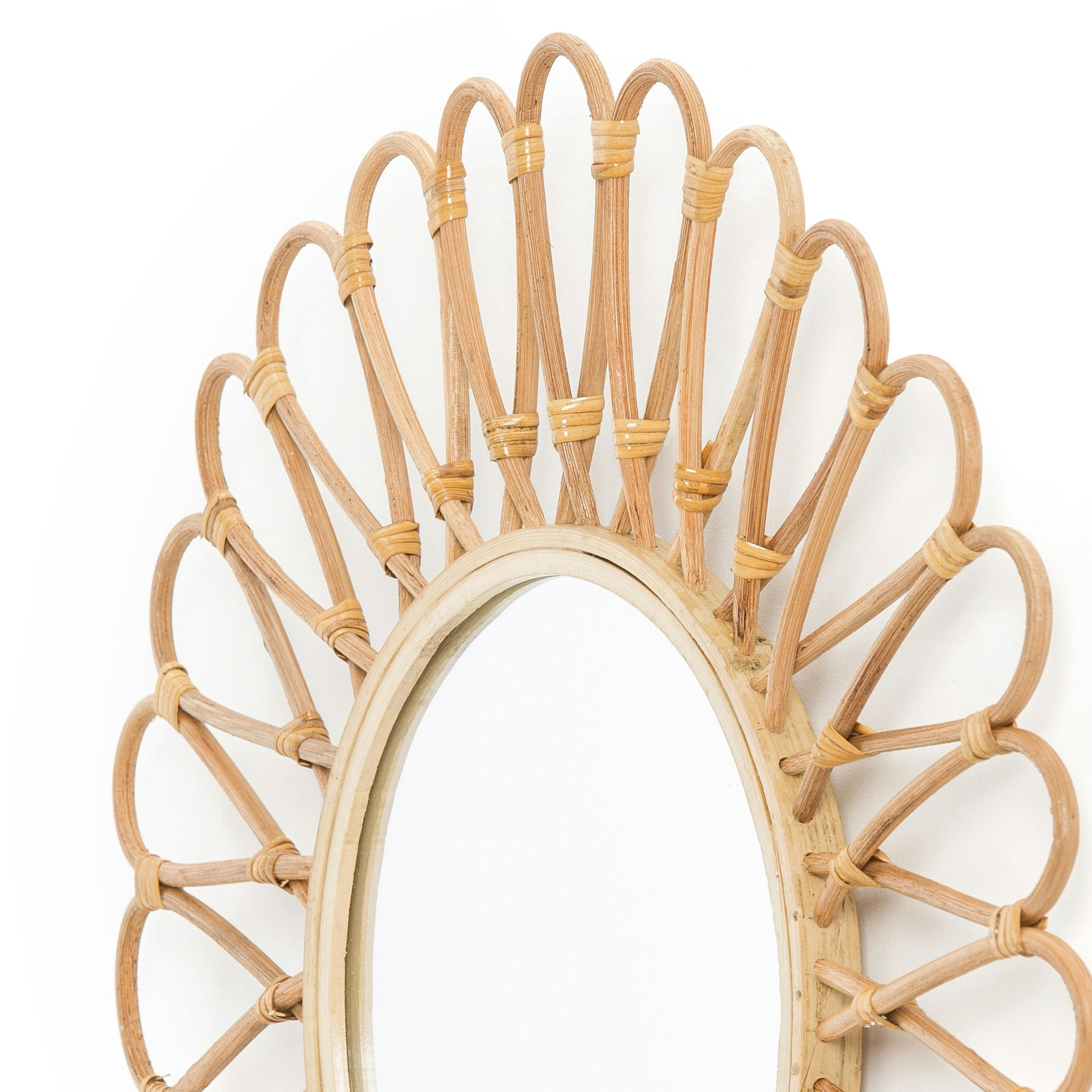 Miroir rotin et bambou forme soleil Ø50 cm, Nogu