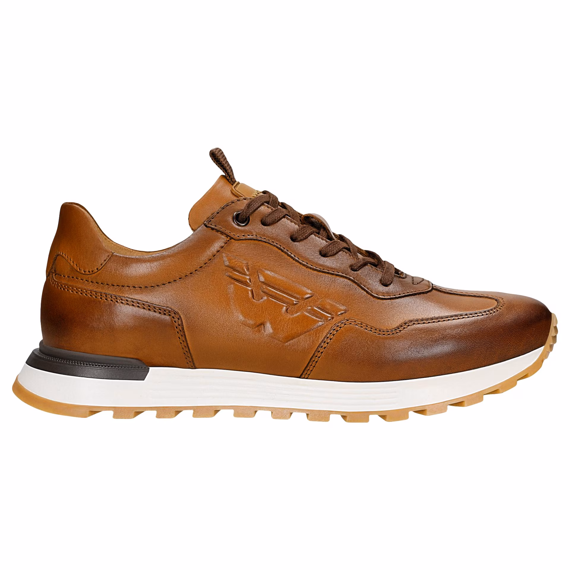 Jasnobrązowe sneakersy męskie ze skóry licowej