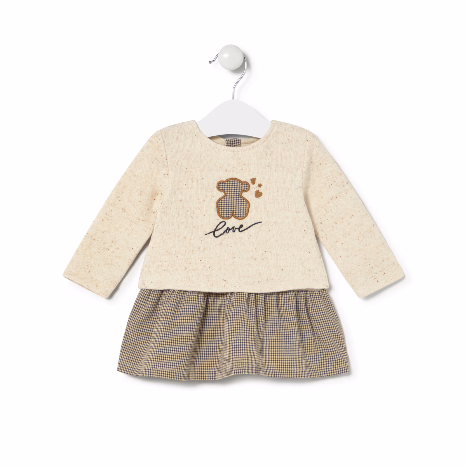 Vestido de niña combinado Brown crudo