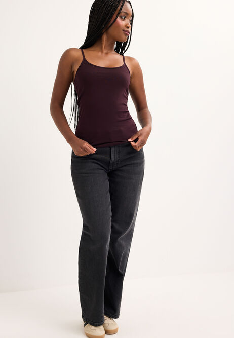 Womens Burgundy Stretch Cami Vest Top
