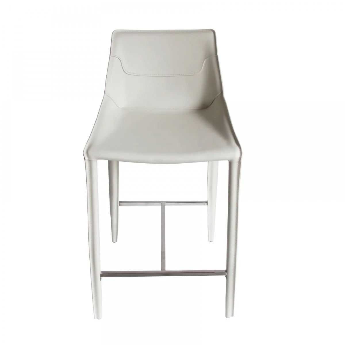 Modrest Halo Modern Ivory Saddle Leather Counter Stool