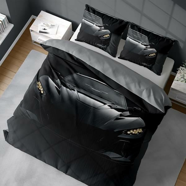 Pościel 3D z mikrofibry z czarnym samochodem 220x200 cm Visuale 3D