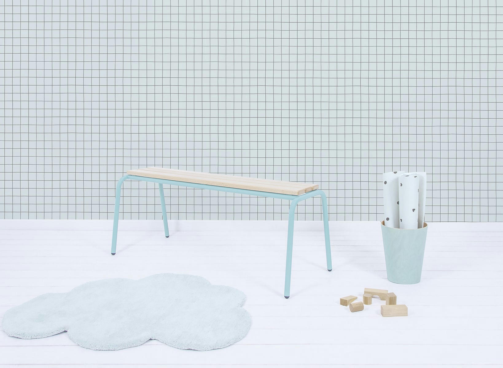 NUAGES - Tapis nuage en Coton Mint turquoise
