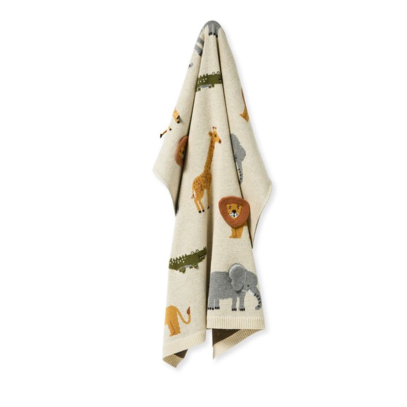 Novelty Cotton Jungle Animals Baby Blanket