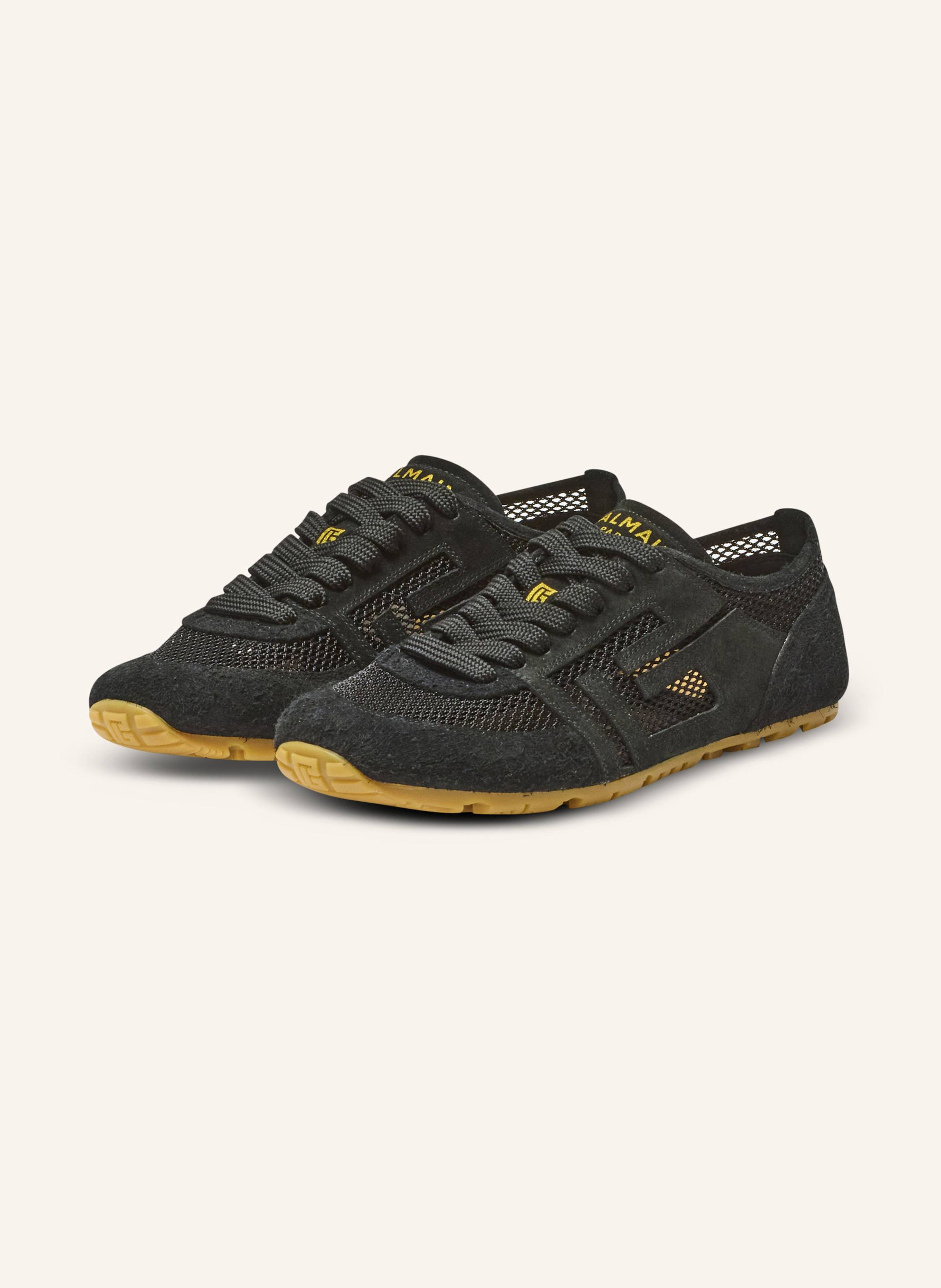 BALMAIN Sneakers Racer 45 aus Kalbsleder, Wildleder und Nylon