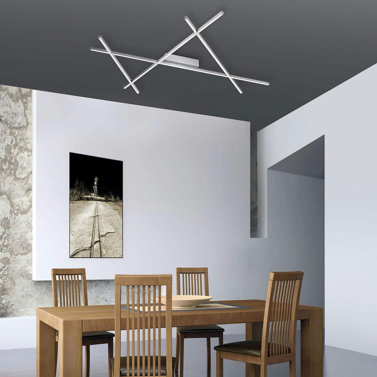 STICK 2 - Plafonnier en métal argenté