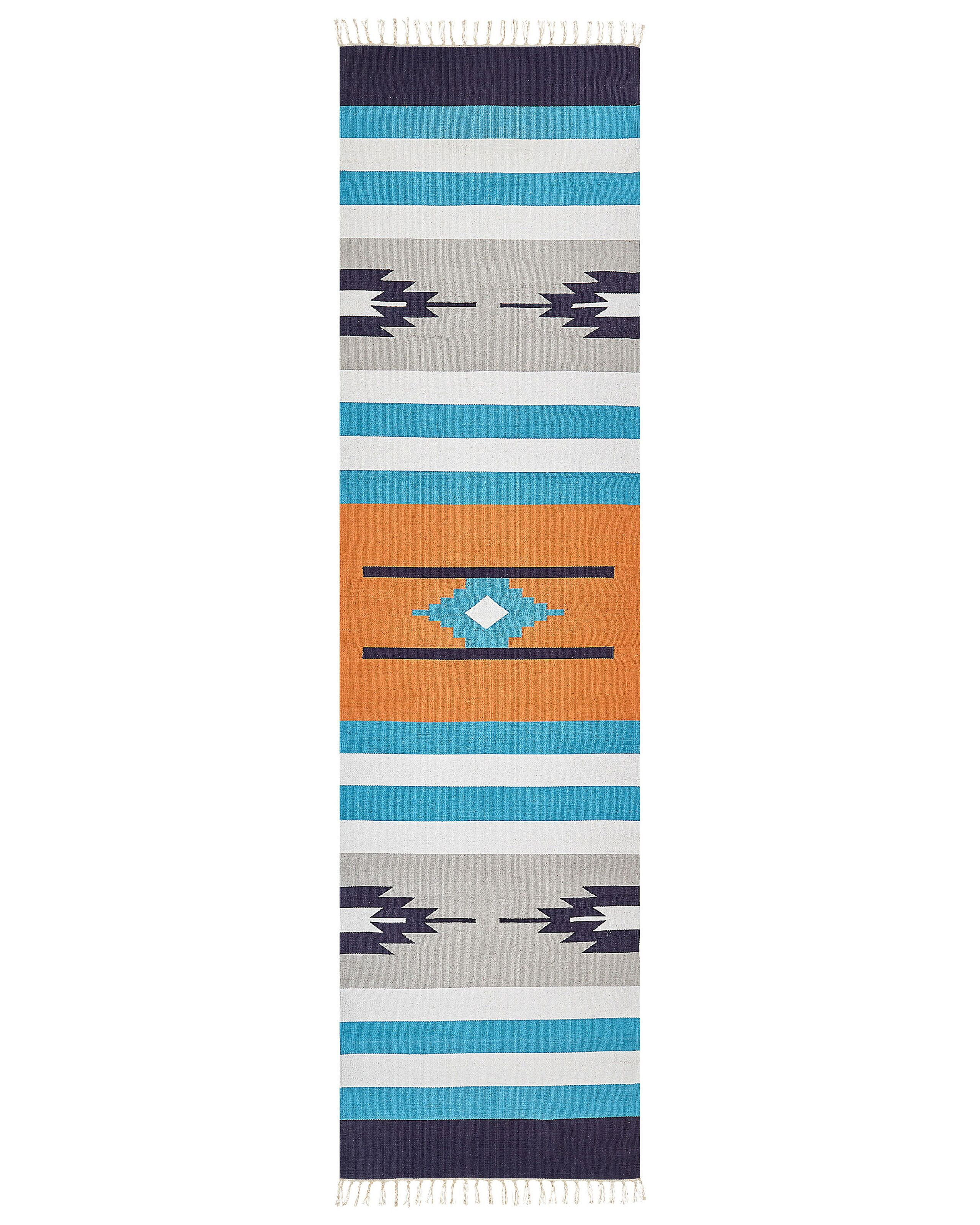 Dywan bawełniany kilim 80 x 300 cm wielokolorowy