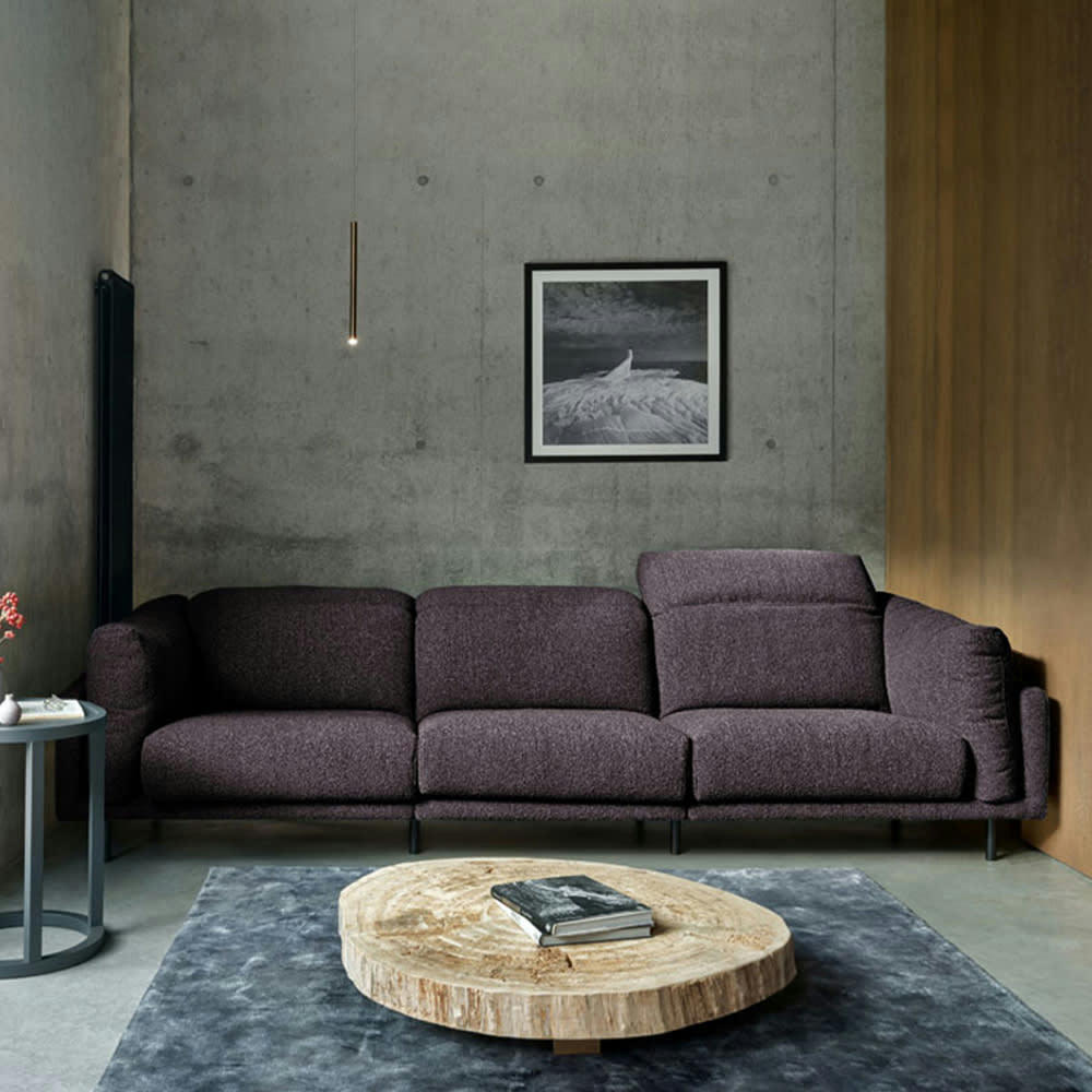 - Canapé 4 places droit tissu gris foncé