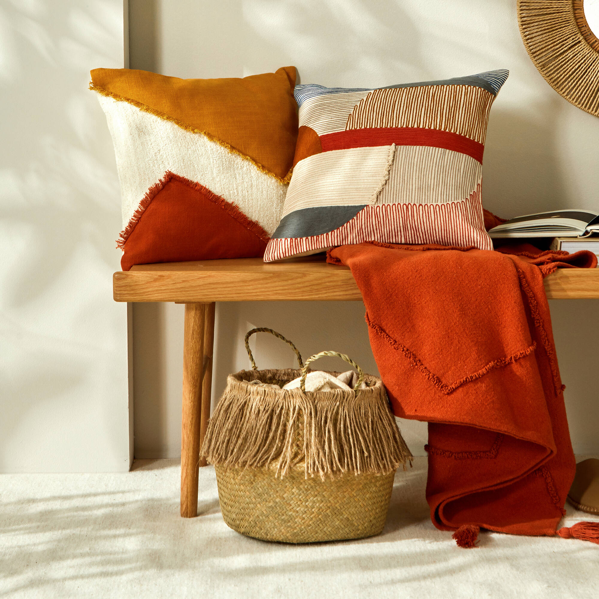 Panier de rangement tressé en herbier marin
