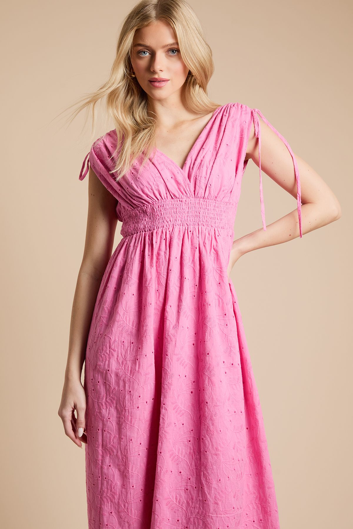 Dorothy Perkins Drawstring Shirred Bodice Midi Dress
